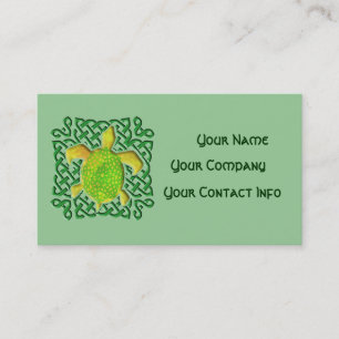 Celtic Knot Turtle (Green) Business Card Template