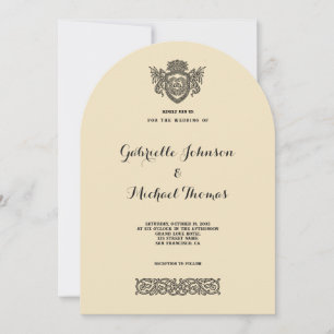 Celtic Knot Vintage Dragon Crest Arch Wedding Invitation