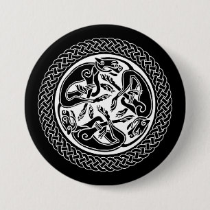 Celtic Knot with Hounds 7.5 Cm Round Badge