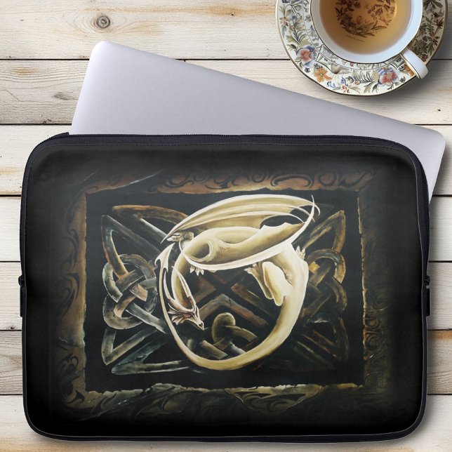 Celtic Knot Work Cream Dragon Laptop Sleeve (Creator Uploaded)
