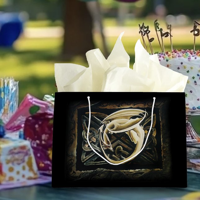Celtic Knot Work Cream Dragon Large Gift Bag (Creator Uploaded)