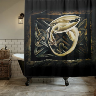 Celtic Knot Work Cream Dragon Shower Curtain