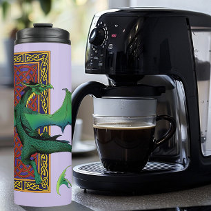 Celtic Knot Work Green Dragon Purple Thermal Tumbler