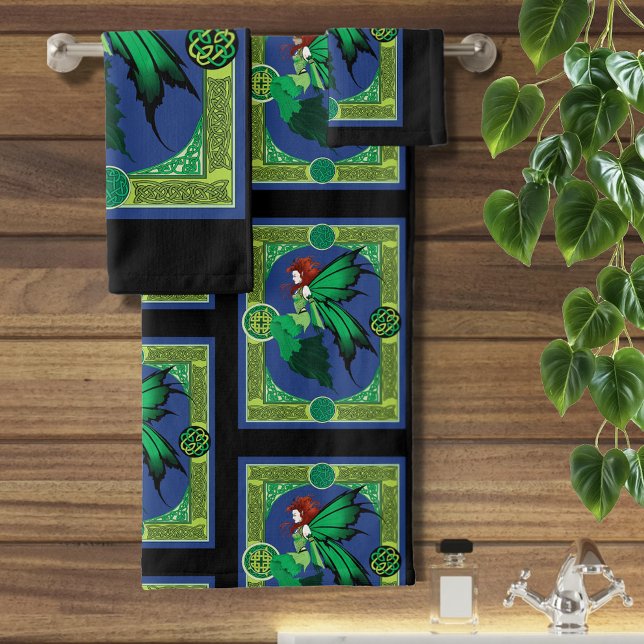 Celtic Knot Work Green Fairy Bath Towel Set (Creator Uploaded)