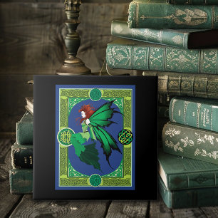 Celtic Knot Work Green Fairy Ceramic Tile