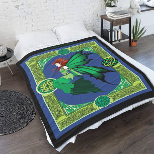Celtic Knot Work Green Fairy Fleece Blanket