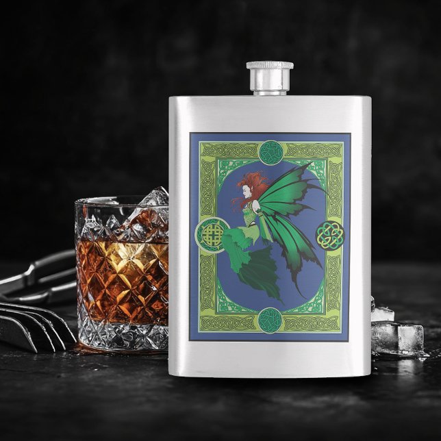 Celtic Knot Work Green Fairy Hip Flask (Creator Uploaded)