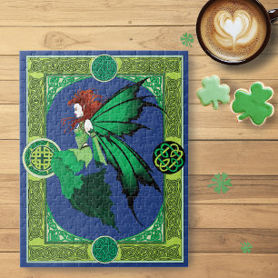 Celtic Knot Work Green Fairy Jigsaw Puzzle