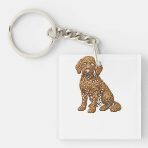 Celtic Knot Woven Goldendoodle Dog Art Key Ring