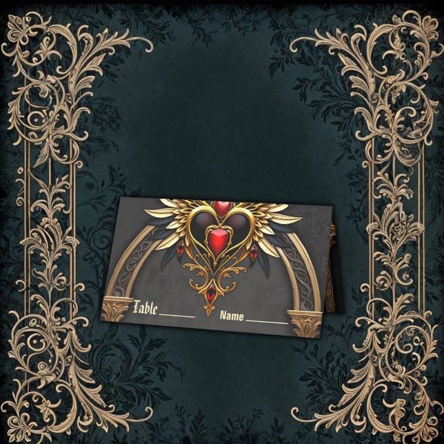 Celtic knots and a heart in Gothic elegance.  Place Card (Creator Uploaded)