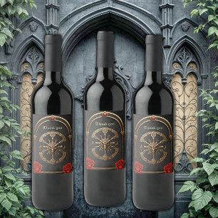 Celtic knots and a heart in Gothic elegance Wine Label