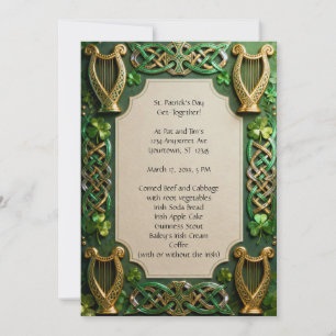 Celtic Knots and Harps St. Patrick's Day Invitation