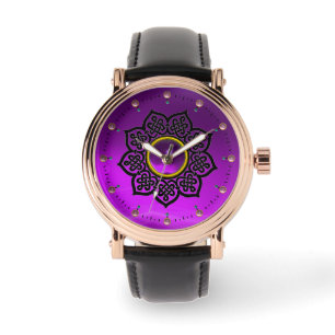 CELTIC KNOTS FLOWER AND PURPLE AMETHYST GEM STONES WATCH