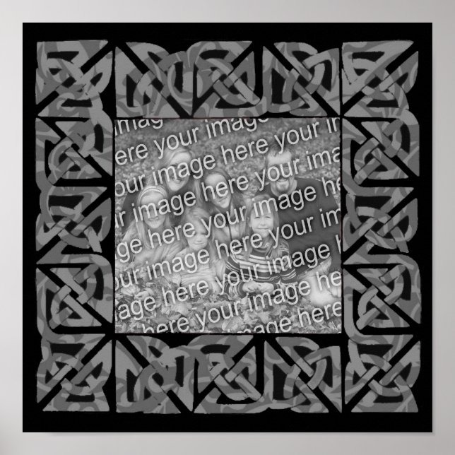 Celtic Knots Grey Frame Add Your Photo  Poster (Front)