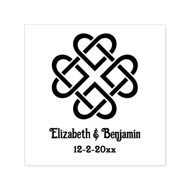Celtic Knots Hearts Couple Names Date Self-inking Stamp (Design)