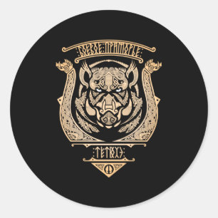 Celtic Knotwork Boar - Ancient Tribal Symbol Stick Classic Round Sticker