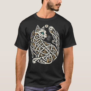 Celtic Knotwork Cat Art T-Shirt
