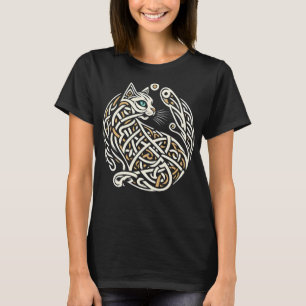 Celtic Knotwork Cat Art T-Shirt
