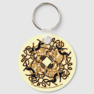 Celtic Knotwork Cats Keychain, White Key Ring