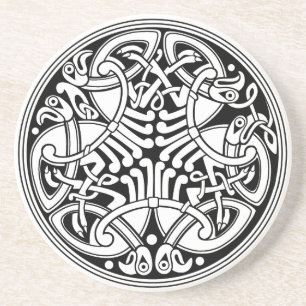 Celtic Knotwork Circle Design with Birds Coaster