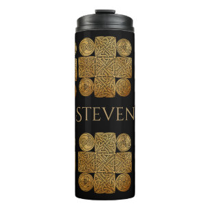 Celtic Knotwork Cross Personalised Thermal Tumbler