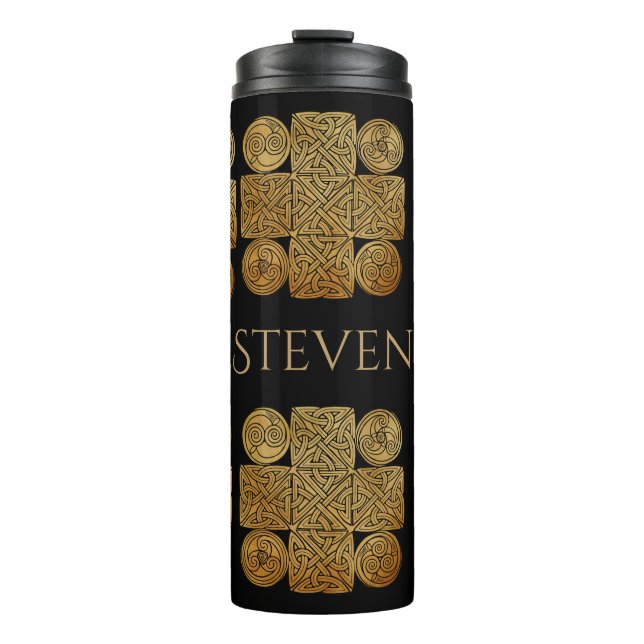 Celtic Knotwork Cross Personalised Thermal Tumbler (Front)