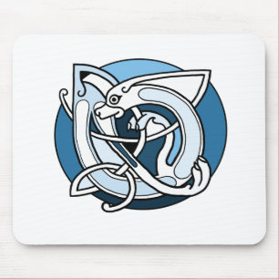 Celtic Knotwork Design - Blue Dog Mouse Pad