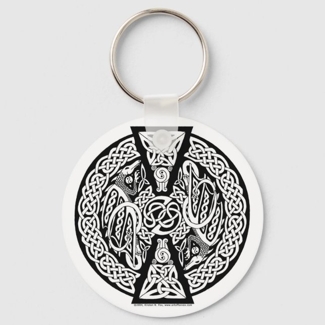 Celtic Knotwork Dragons Key Ring (Front)