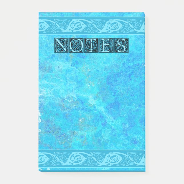 Celtic Knotwork Fish in Blue  Post-it Notes (Front)