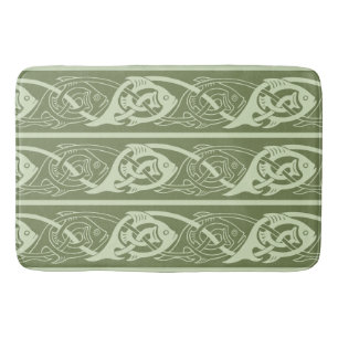 Celtic Knotwork Fish in Green Bath Mat