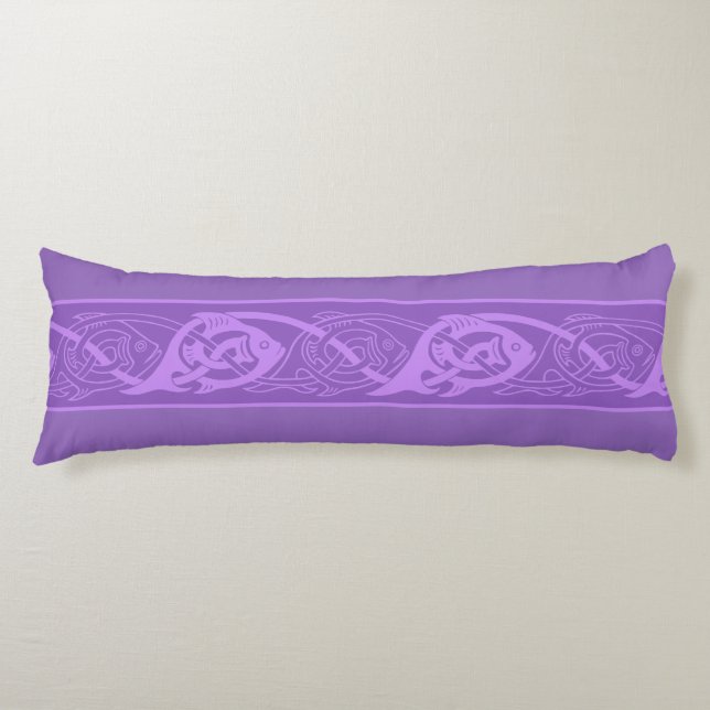 Celtic Knotwork Fish in Purple Body Cushion (Front)