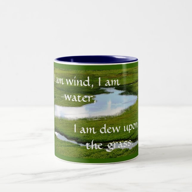 Celtic Knotwork "I am wind, I am water," Two-Tone Coffee Mug (Center)