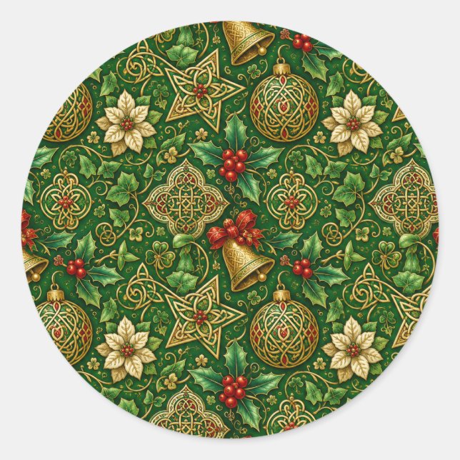 Celtic Knotwork Irish Christmas Stickers (Front)