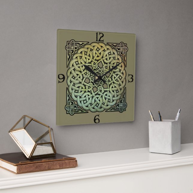 Celtic Knotwork Mandala Square Wall Clock (Office)