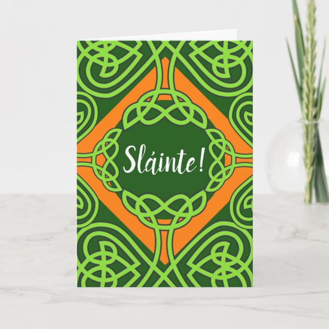 Celtic Knotwork Sláinte St. Patrick's Day Card (Front)