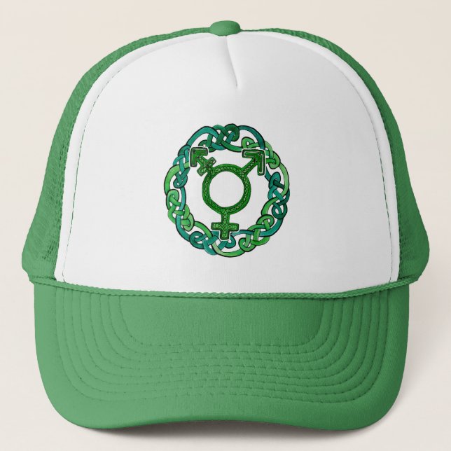 Celtic Knotwork Transgender Symbol Trucker Hat (Front)
