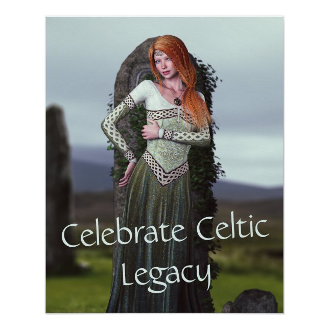 Celtic Lady Posing in Front of Ancient Stones Poster (Front)