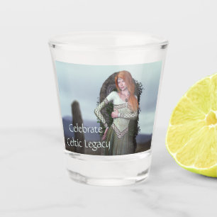 Celtic Lady Posing in Front of Ancient Stones Shot Glass
