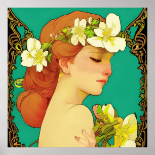 Celtic Lady with Flowers in her Hair Poster