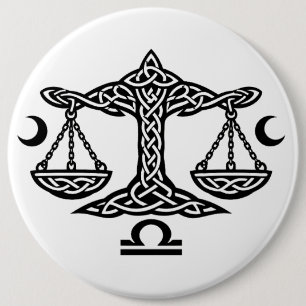 Celtic Libra Scales by BurnsInHell 6 Cm Round Badge