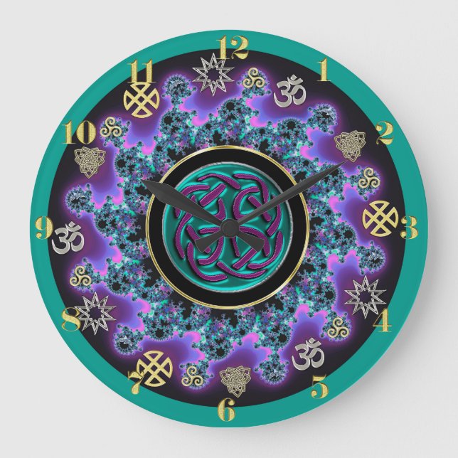 Celtic Mandala with Mystical Symbols Large Clock (Front)