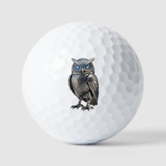 Celtic Mechanical Owl Silver Steampunk Golf Balls
