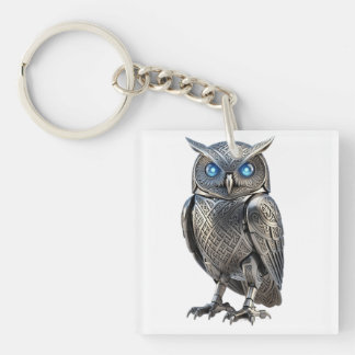Celtic Mechanical Owl Silver Steampunk Key Ring