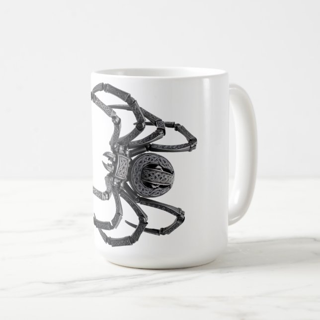 Celtic Mechanical Spider Art  Coffee Mug (Front Right)