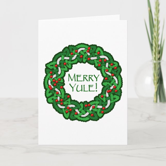 Celtic Merry Yule Wreath Holiday Card (Front)