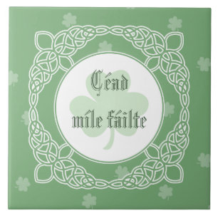 Celtic Mist "Céad míle fáilte" Tile - Green