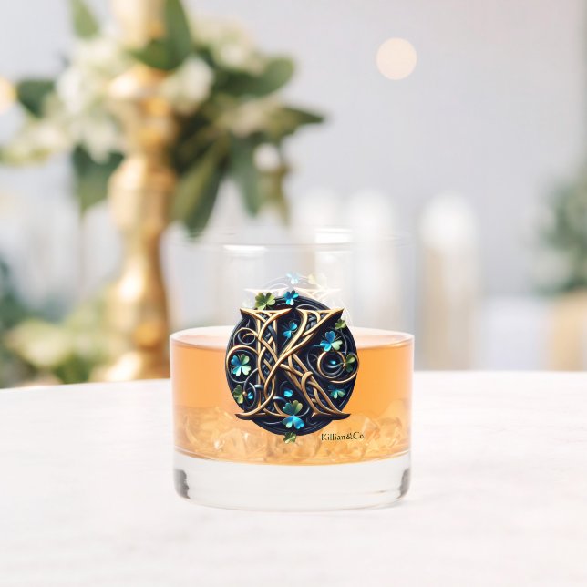 Celtic Monogram Rocks Glass Set (Insitu (Wedding))