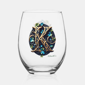 Celtic Monogram Whine Glass Set