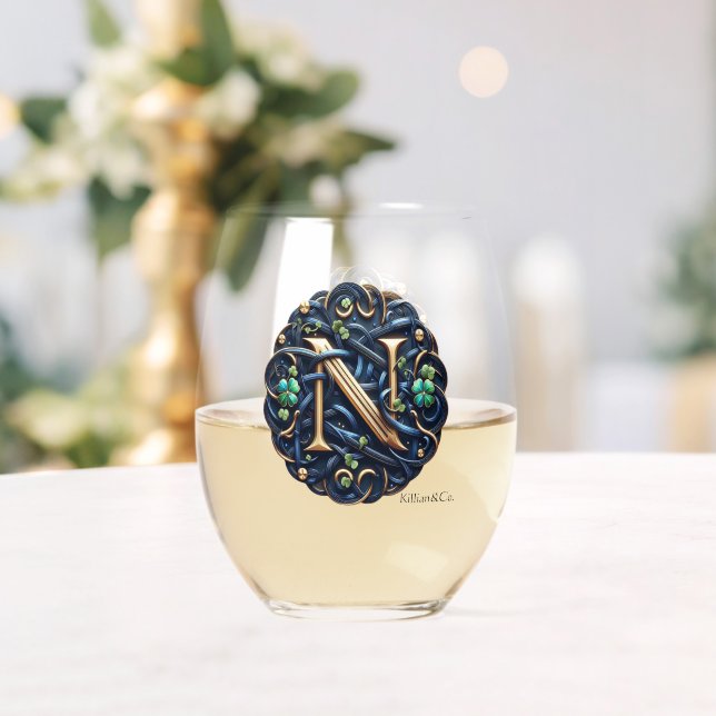 Celtic Monogram Wine Glass Set (Insitu (Wedding))