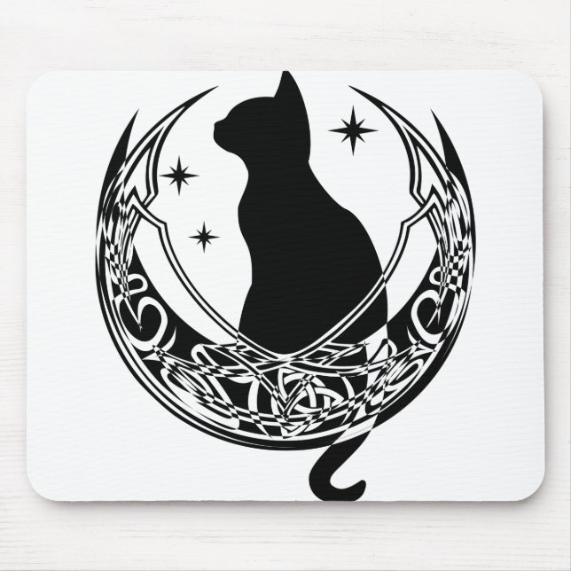 Celtic Moon | Night Cat Stars Mouse Pad (Front)